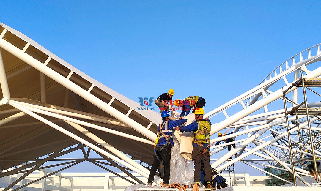 工程進(jìn)度全速推進(jìn)，PTFE膜材張拉在即！